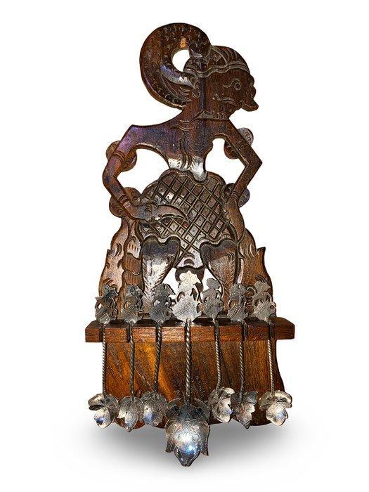 Lepel (7) - .800 zilver - weergabebord – Batavia, Antiek en Kunst, Antiek | Goud en Zilver