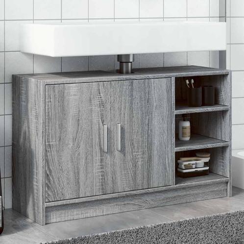 vidaXL Wastafelkast 90x29x55 cm bewerkt hout grijs sonoma, Huis en Inrichting, Badkamer | Badkamermeubels, Nieuw, Minder dan 100 cm