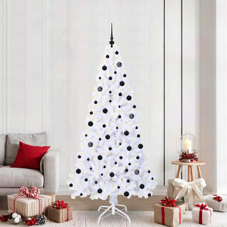 vidaXL Kunstkerstboom met 300 LED Wit 210 cm PVC en staal, Diversen, Kerst, Nieuw, Verzenden
