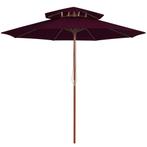 vidaXL Parasol dubbeldekker met houten paal 270 cm, Verzenden, Nieuw, Minder dan 1 meter