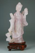 Kwanyin Sculptuur Beeldje - Chinees - Palissander Basis -, Antiek en Kunst