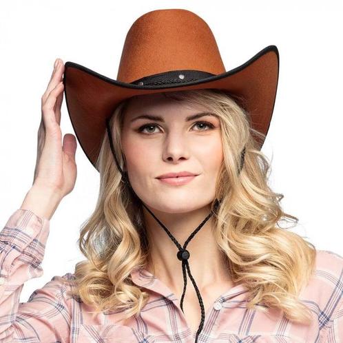 Cowboyhoed Bruin 45cm, Hobby en Vrije tijd, Feestartikelen, Nieuw, Verzenden
