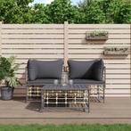 vidaXL 3-delige Loungeset met kussens poly rattan, Verzenden, Nieuw, Rotan, Loungeset