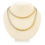 Exclusief bicolor gouden fantasie schakel ketting | 80 cm, Ophalen of Verzenden, Gebruikt, Overige kleuren, Goud
