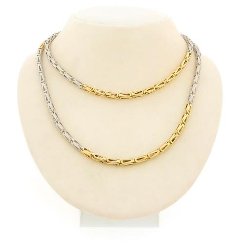 Exclusief bicolor gouden fantasie schakel ketting | 80 cm, Sieraden, Tassen en Uiterlijk, Kettingen, Overige kleuren, Gebruikt