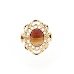 Vintage gouden ring met bandagaat (geelgoud, dames sieraden), Sieraden, Tassen en Uiterlijk, Ringen, Gebruikt, Overige kleuren