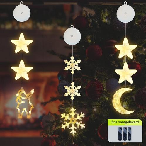 Kerstverlichting Raam Kerstman, Maan, Sneeuwvlokken -, Diversen, Kerst, Nieuw, Verzenden