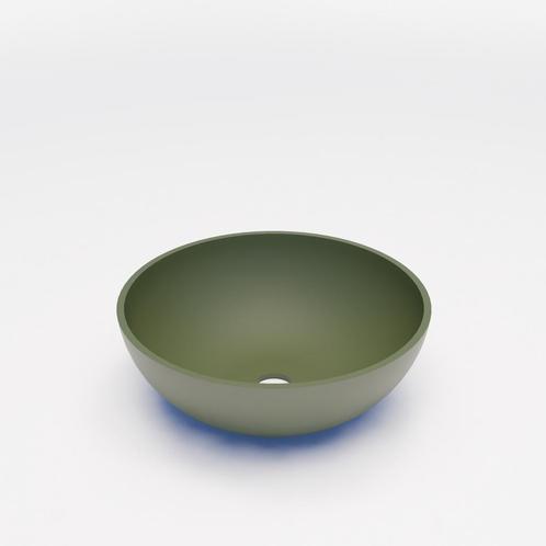 Waskom BWS Dorn 40X40X15cm Rond Solid Olijf Groen Mat, Doe-het-zelf en Verbouw, Sanitair, Overige typen, Nieuw, Ophalen of Verzenden