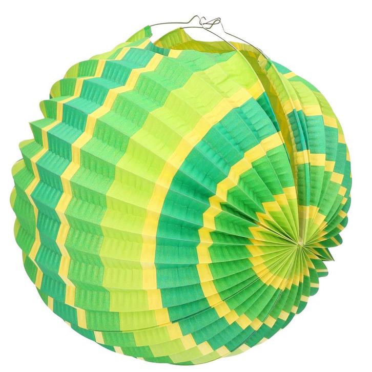 Lampion met limegroene en gele kleur - Lampionnen, Hobby en Vrije tijd, Feestartikelen, Ophalen of Verzenden