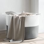 vidaXL Wasmand Ø 55x36 cm katoen grijs en wit, Verzenden, Nieuw