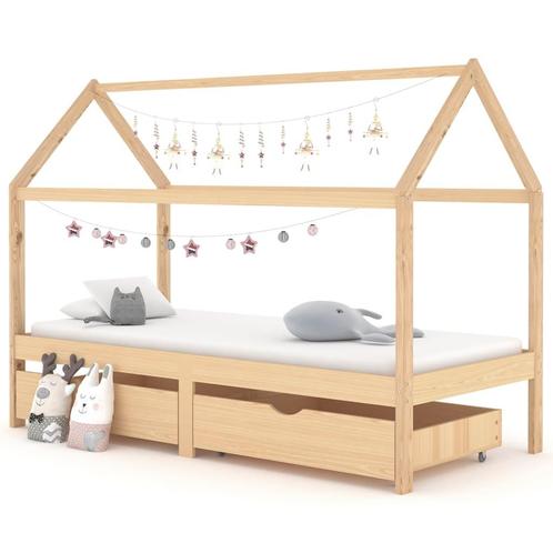 vidaXL Kinderbedframe met lades massief grenenhout 90x200 cm, Kinderen en Baby's, Kinderkamer | Bedden, Nieuw, Verzenden