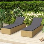 Bruin Rattan Ligbed | Tweedekansje | Comfortabel Loungen, Tuin en Terras, Ophalen of Verzenden, Nieuw, Rotan, Verrijdbaar