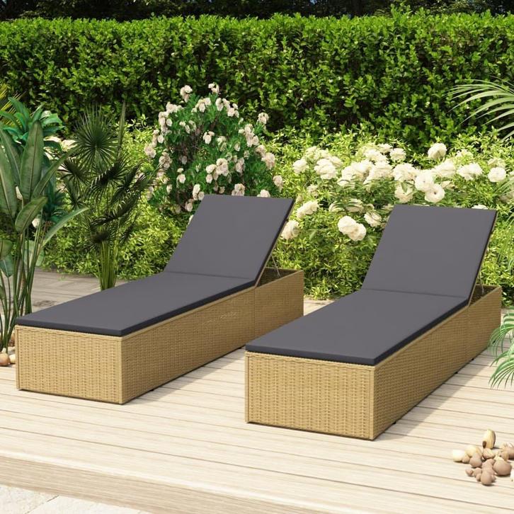Bruin Rattan Ligbed | Tweedekansje | Comfortabel Loungen, Tuin en Terras, Ligbedden, Verrijdbaar, Nieuw, Rotan, Ophalen of Verzenden