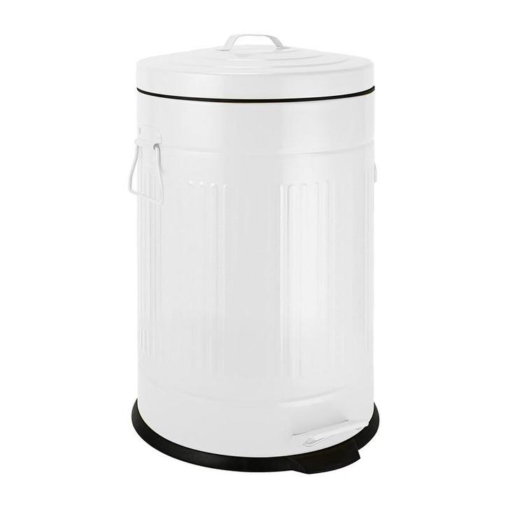 Pedaalemmer retro look - wit - 12 liter, Huis en Inrichting, Woonaccessoires | Prullenbakken, Verzenden