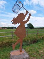 Beeld, garden statue silhouette of girl with butterfly net -, Antiek en Kunst, Curiosa en Brocante