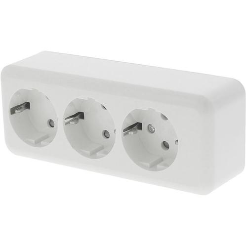 Q-LINK - Wandcontactdoos - Opbouw - 3-voudig Stopcontact -, Tuin en Terras, Buitenverlichting, Overige typen, Nieuw, Led, Kunststof