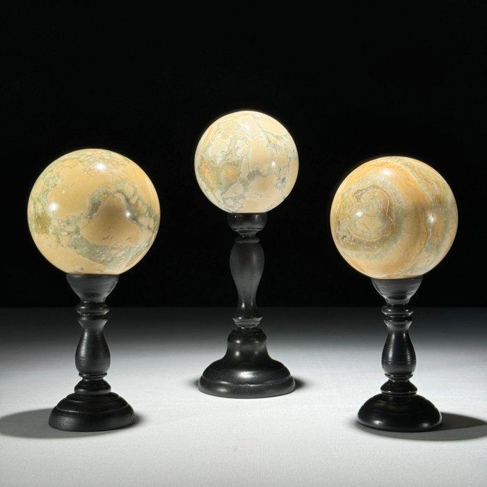 GEEN RESERVEPRIJS - Prachtige set van 3 onyx stenen Sferen, Antiek en Kunst, Kunst | Designobjecten