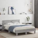 vidaXL Bedframe met hoofdeinde en LED grijs sonoma eiken, Huis en Inrichting, Verzenden, Nieuw, 190 cm of minder, Twijfelaar