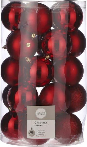 House of Seasons Plastic Kerstballen Set - 25 Stuks - Ø8 cm beschikbaar voor biedingen