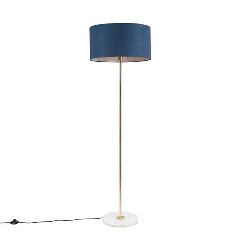 Vloerlamp messing met blauwe kap 50 cm - Kaso, Huis en Inrichting, Lampen | Vloerlampen