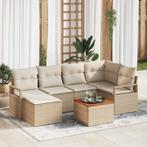 vidaXL Tuin Sofa Set met kussen 7 pcs Beige Poly riet, Verzenden, Nieuw, Rotan