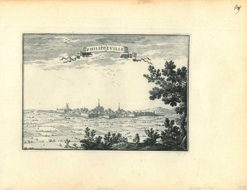 Zicht op Philippeville, Antiek en Kunst, Kunst | Etsen en Gravures