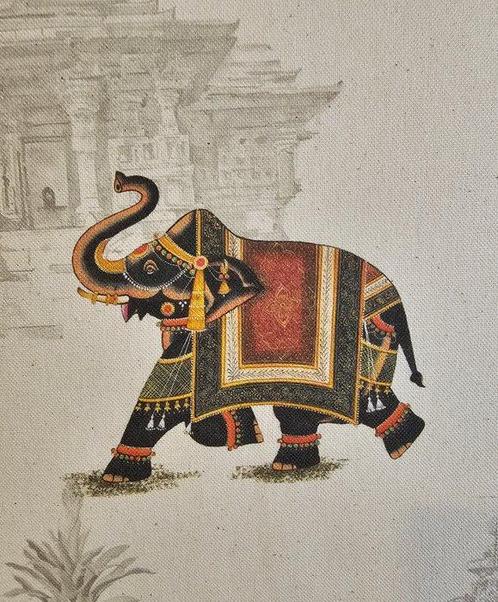 Indiase Boheemse stof met majestueuze olifanten van, Antiek en Kunst, Antiek | Kleden en Textiel