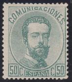 Spanje 1872 - Amadeo I. 50 centimos, groen. - Edifil 126, Gestempeld