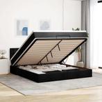 vidaXL Bed poef met matras en LEDs 180x200 cm stof zwart, Huis en Inrichting, Eenpersoons, Verzenden, Zwart, Nieuw