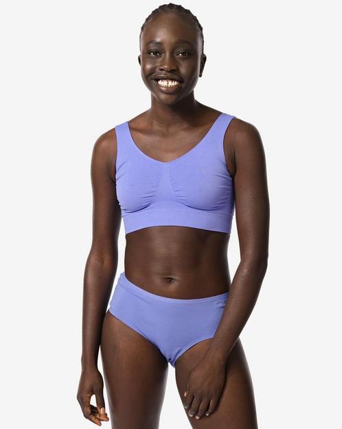 HEMA Dameshipster katoen met kant blauw 3+1 gratis, Kleding | Dames, Ondergoed en Lingerie, Verzenden