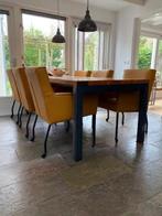 Set van 6 leren eetkamerstoelen - met armleuning en, Ophalen of Verzenden, Nieuw, Leer
