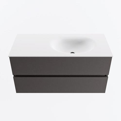 MONDIAZ VICA 100cm badmeubel onderkast Dark Grey 2 lades., Doe-het-zelf en Verbouw, Sanitair, Bad, Nieuw, Ophalen of Verzenden