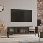 [en.casa] Tv-meubel Lemi 144x40x49cm eiken grijs en antracie, Huis en Inrichting, Kasten | Televisiemeubels, Nieuw, Verzenden