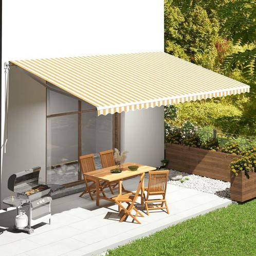 vidaXL Vervangingsdoek voor luifel 6x3,5 m geel en wit, Tuin en Terras, Zonneschermen, Nieuw, Verzenden