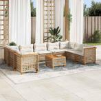 vidaXL 10-delige Loungeset met kussens poly rattan beige, Verzenden, Nieuw, Rotan, Loungeset