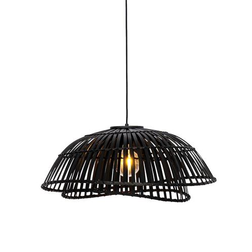 Oosterse hanglamp zwart bamboe 62 cm - Pua, Huis en Inrichting, Lampen | Hanglampen, Nieuw, 75 cm of meer