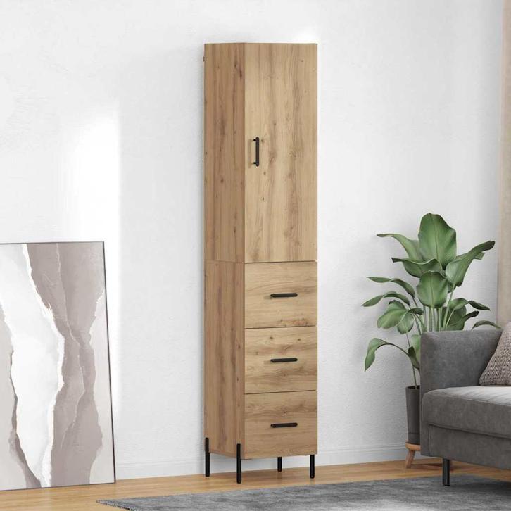 vidaXL Highboard Artisan Eiken 34,5 x 34 x 180 cm Bewerkt, Huis en Inrichting, Kasten | Buffetkasten, Nieuw, Minder dan 50 cm