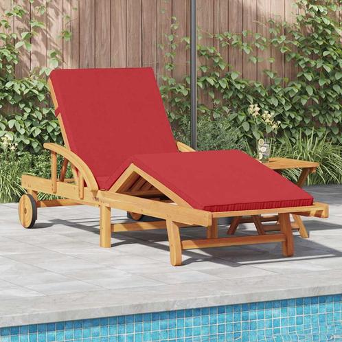 vidaXL Ligbed met Kussen en Tafel in Rood van Massief, Tuin en Terras, Ligbedden, Nieuw, Verzenden