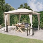 vidaXL Prieel met zijwanden en dubbel dak 3x3 m crèmekleurig, Tuin en Terras, Verzenden, Nieuw