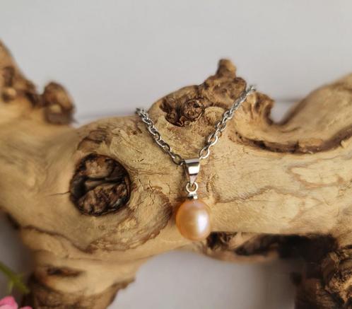 Elegante ketting van Perzik Parel drop hanger - zilver, Sieraden, Tassen en Uiterlijk, Armbanden