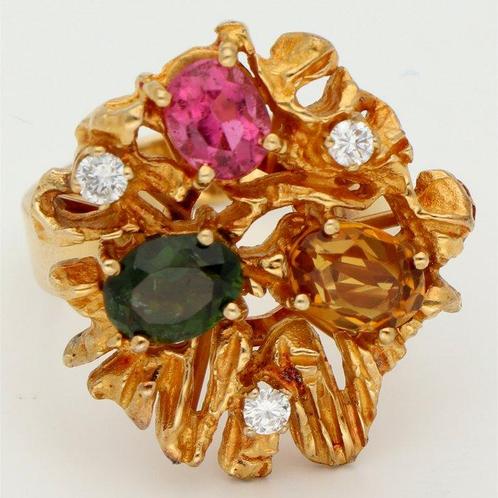 Ring - 18 karaat Geel goud Diamant (Natuurlijk) - 3, Sieraden, Tassen en Uiterlijk, Ringen