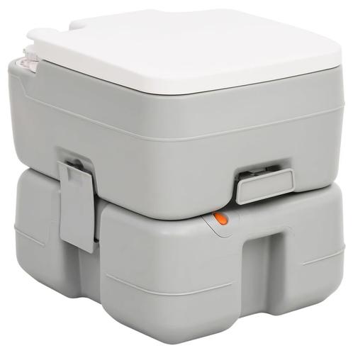 vidaXL Campingtoilet draagbaar 15+10 L HDPE grijs en wit, Caravans en Kamperen, Kampeeraccessoires, Nieuw, Verzenden
