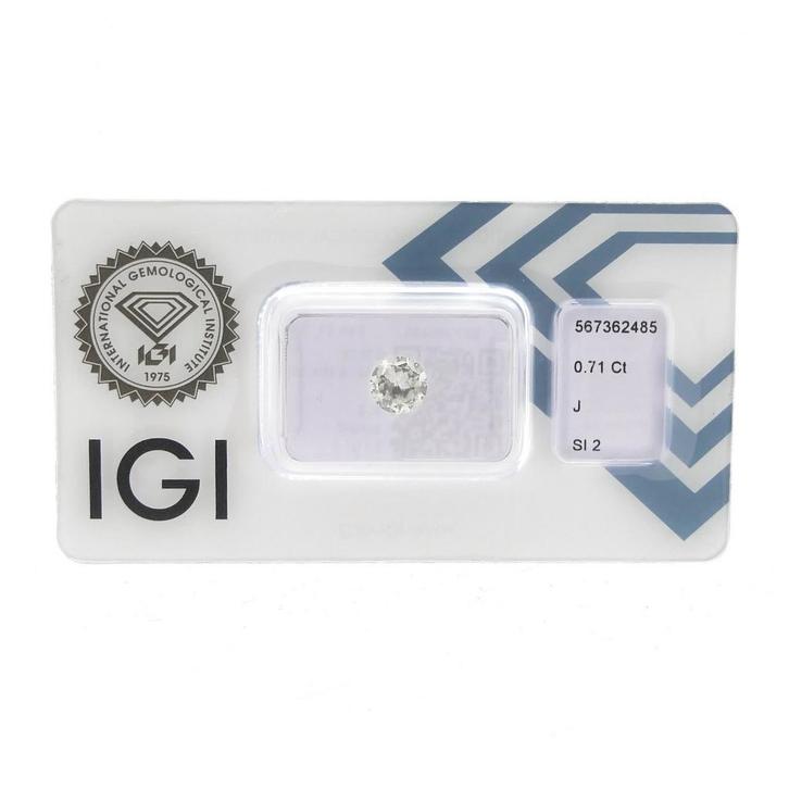 0,71 ct. Briljant geslepen diamant; Kleur J; Kwaliteit SI..., Sieraden, Tassen en Uiterlijk, Edelstenen, Zo goed als nieuw, Ophalen of Verzenden