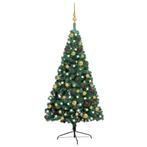 vidaXL Kunstkerstboom met verlichting en kerstballen half, Diversen, Kerst, Nieuw, Verzenden