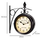 Stationsklok Retro Zwart Tweezijdig (Klokken, Interieur), Verzenden, Nieuw