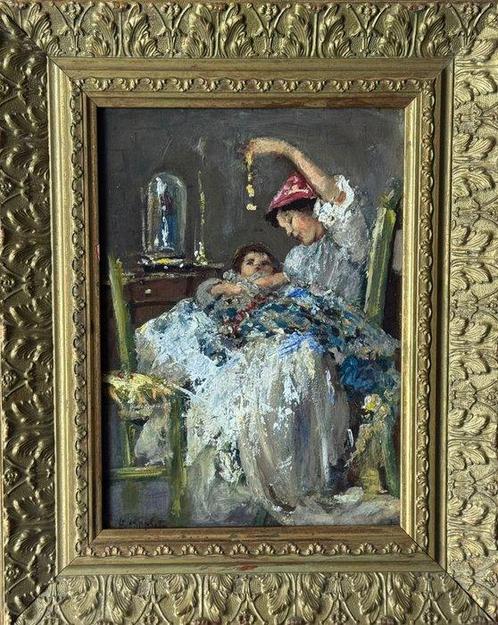 Italiaanse school (XX) - Scena materna, Antiek en Kunst, Kunst | Schilderijen | Klassiek