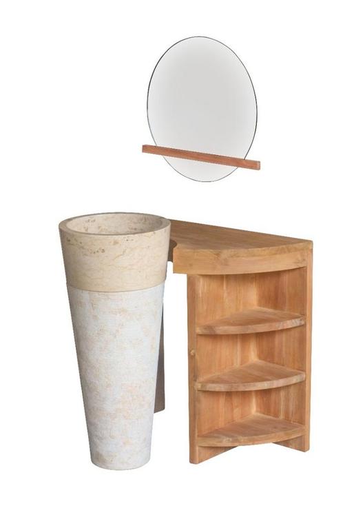 Natuurstenen wastafelzuil | Marmer | Wit-Beige, Doe-het-zelf en Verbouw, Sanitair, Nieuw, Steen, Verzenden