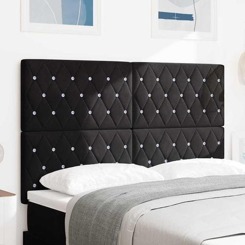 vidaXL Hoofdbord met crinkle knopen, zwart, 160 cm, velvet, Huis en Inrichting, Slaapkamer | Bedden, Zwart, Nieuw, Stof, Verzenden