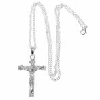 Fako Bijoux - Ketting Met Kruis - 31x47mm - Zilverkleurig, Sieraden, Tassen en Uiterlijk, Kettingen, Verzenden, Nieuw