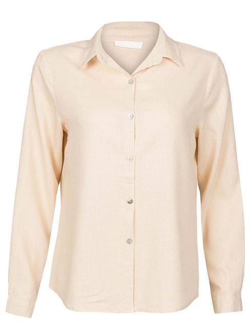 Blouse Katoen Linnen Beige XL (42), damesblouse, Kleding | Dames, Blouses en Tunieken, Verzenden